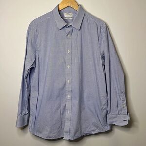 Lucky Brand Mens Long Sleeve Button Up Slim Fit Dress Shirt Large Blue Plaid